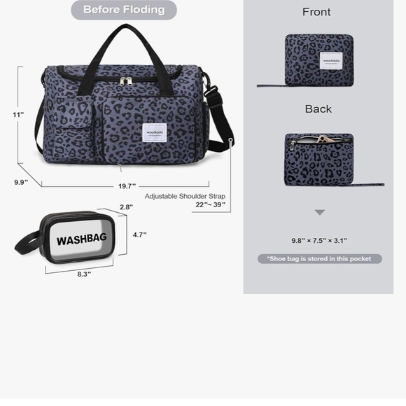 Gray Leopard Print Travel Bag - Picture 2 of 3